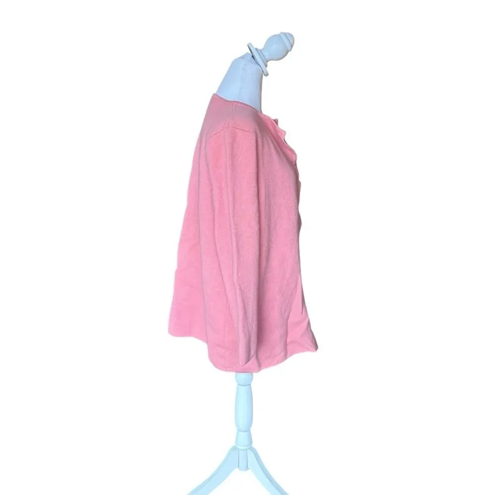 Talbots Merino Wool Cardigan Sweater Jacket Open Front Womens XL Soft Pink